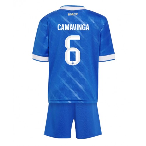 Otroški Nogometni dresi Real Madrid Eduardo Camavinga #6 Tretji 2025-26 Kratek Rokav (+ Kratke hlače)